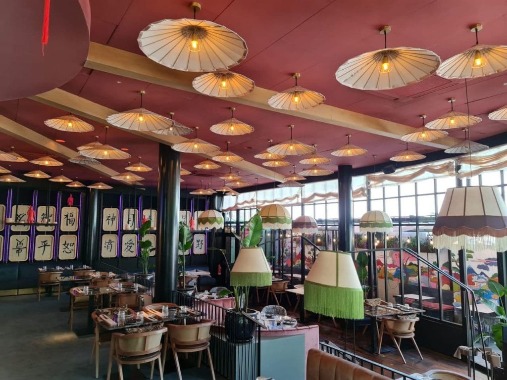 Lámparas de techo para restaurante asiático estilo abanico